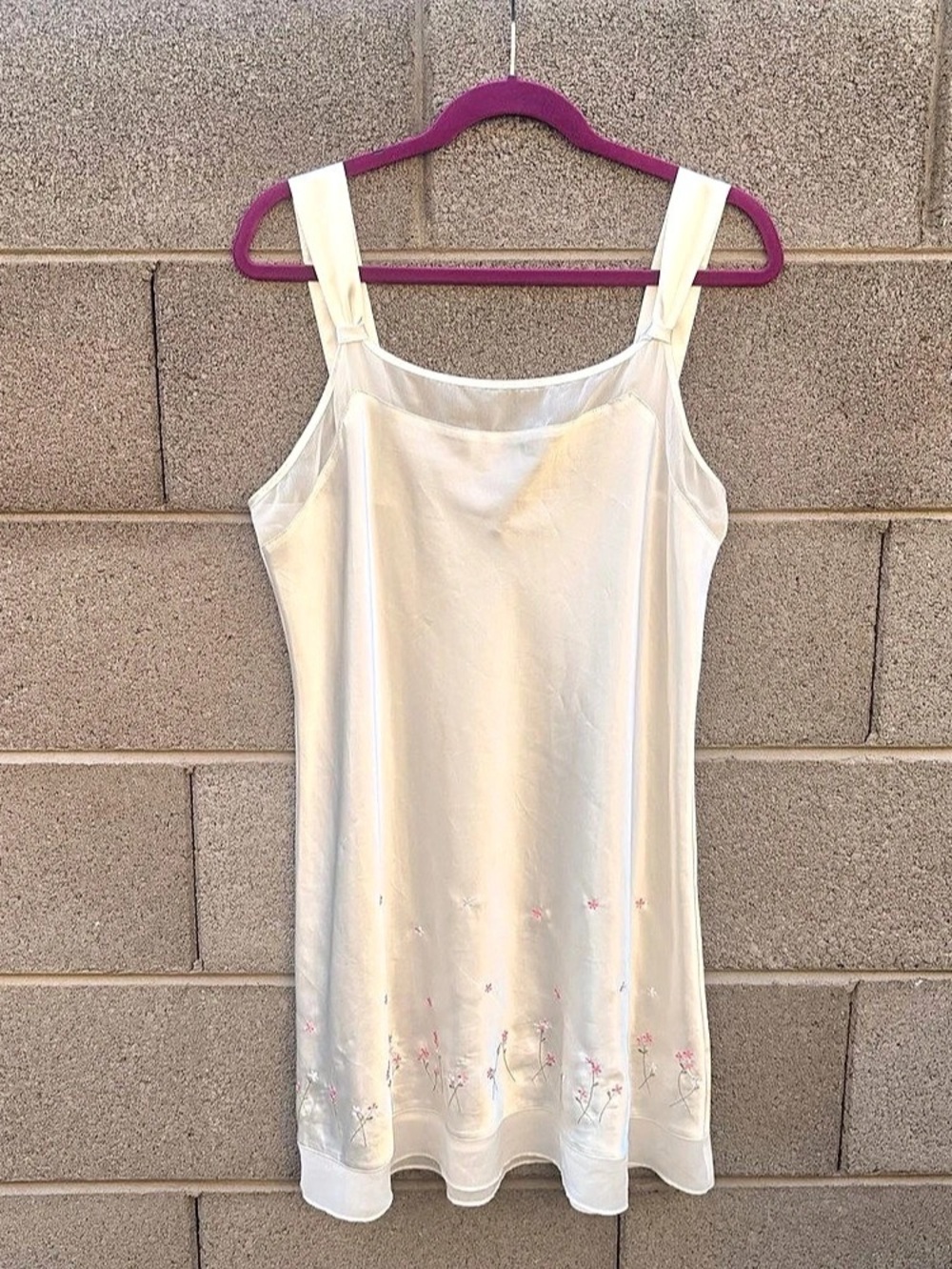 PajamaGram Floral Mini Dress in White & Pink Size XL